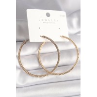 Pirinç Gold Renk Zirkon Taşlı Halka Model Kadın Küpe - TJ-BKP10015