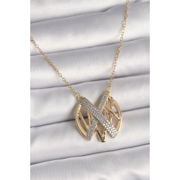 316L Çelik Gold Renk Zirkon Taşlı Vintage Model Kadın Kolye TJ-BKO9762