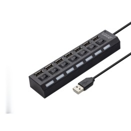 Usb Anahtarlı Hub 7 Port 480 Mbps Siyah HDX7001