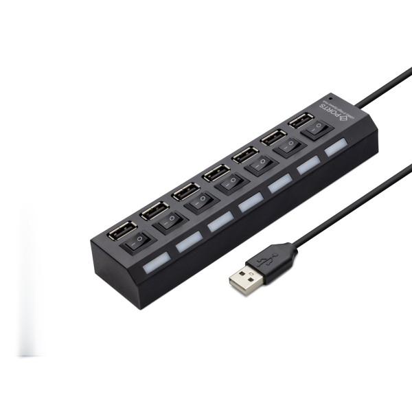 Usb Anahtarlı Hub 7 Port 480 Mbps Siyah HDX7001