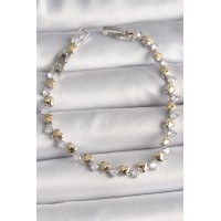 Pirinç Gümüş Renk Zirkon Taşlı Gold Kalpli VIP Seri Kadın Bileklik TJ-BB6714
