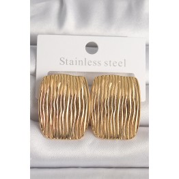 Pirinç Gold Renk İşlemeli Kare Plaka Model Kadın Küpe TJ-BKP10145