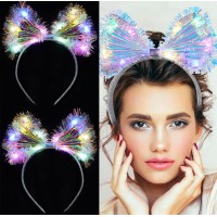 Işıltılı Fiber Fiyonk Gece Tacı Işıklı Ledli Eğlence Tacı 1 Adet 20x21 cm