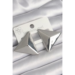 Pirinç Gümüş Renk 3D Üçgen Model Kadın Küpe TJ-BKP10230