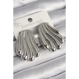 Pirinç Gümüş Renk İşlemeli İstiridye Model Kadın Küpe TJ-BKP10231