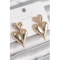 Pirinç Gold Renk Sallantı Kalp Model Kadın Küpe TJ-BKP10233