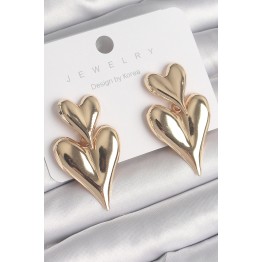 Pirinç Gold Renk Sallantı Kalp Model Kadın Küpe TJ-BKP10233