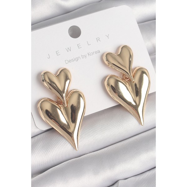 Pirinç Gold Renk Sallantı Kalp Model Kadın Küpe TJ-BKP10233