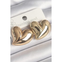 Pirinç Gold Renk Bomba Kalp Model Kadın Küpe TJ-BKP10236