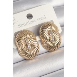 Pirinç Gold Renk Zirkon Taşlı Sarmal Model Kadın Küpe TJ-BKP10241