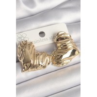 Pirinç Gold Renk İşlemeli Kalp Model Kadın Küpe TJ-BKP10242