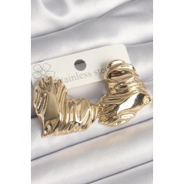 Pirinç Gold Renk İşlemeli Kalp Model Kadın Küpe TJ-BKP10242