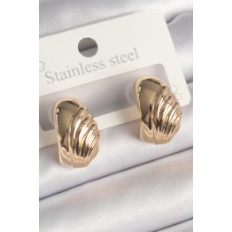 Pirinç Gold Renk İşleme Detaylı Yarım Halka Model Kadın Küpe TJ-BKP10245