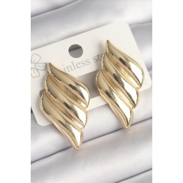 Pirinç Gold Renk 3 Sıralı Dalgalı Model Kadın Küpe TJ-BKP10250