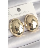 Pirinç Gold Renk İşlemeli Bombe Oval Model Kadın Küpe TJ-BKP10255