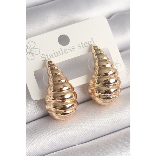 Pirinç Gold Renk İşlemeli Damla Model Kadın Küpe TJ-BKP10257