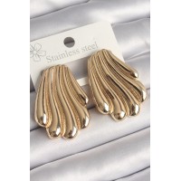 Pirinç Gold Renk İşlemeli İstirdye Model Kadın Küpe TJ-BKP10262