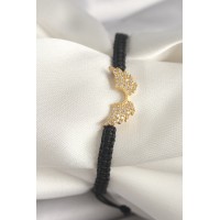 Pirinç Gold Renk Zirkon Taşlı Kanat Figür Asansörlü Makrome Model Kadın Bileklik TJ-BB6803