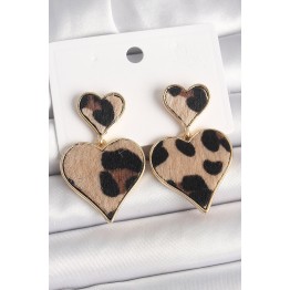 Pirinç Gold Renk Sallantı Leopar Kalp Model Kadın Küpe TJ-BKP10337
