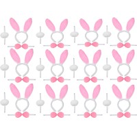 Pembe Tavşan Kostüm Seti – Taç Ponpon Kuyruk 12 li Paket