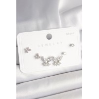 925 Ayar Gümüş Çivi Pirinç Zirkon Taşlı Model Kadın Küpe Seti TJ-BKP10402