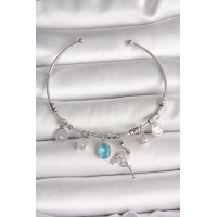 Pirinç Gümüş Renk Sallantı Zirkon Taşlı Filaminga Figür Charm Kadın Bileklik TJ-BB6903