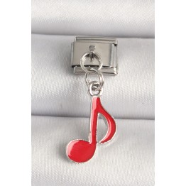 316L Çelik Gümüş Renk Kırmızı Müzik Nota Model Nomination Charm TJ-BC1218