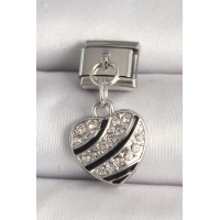 316L Çelik Gümüş Renk Zirkon Taşlı Kalp Model Nomination Charm TJ-BC1316
