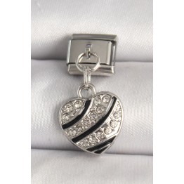 316L Çelik Gümüş Renk Zirkon Taşlı Kalp Model Nomination Charm TJ-BC1316