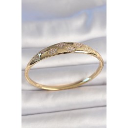 Pirinç Gold Renk Zirkon Taşlı Yıldız İşlemeli Kadın Kelepçe TJ-BB6918