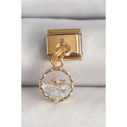 316L Çelik Gold Renk Sallantı Zirkon Taşlı Balina Model Nomination Charm TJ-BC1339