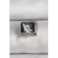 316L Çelik Gümüş Renk Siyah İşlemeli Portre Model Nomination Charm - TJ-BC1385