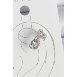 Pirinç Gümüş Renk Zirkon Taşlı Zincir Sonsuzluk Model Kadın Kıkırdak Küpe TJ-BKP10553
