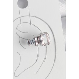 Pirinç Gümüş Renk Kare Zirkon Taşlı Kadın Kıkırdak Model Küpe TJ-BKP10560