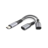 Type-C To 2 x Type-C F Kablo Car Şarj Siyah GJ-015