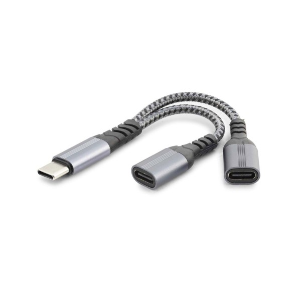 Type-C To 2 x Type-C F Kablo Car Şarj Siyah GJ-015