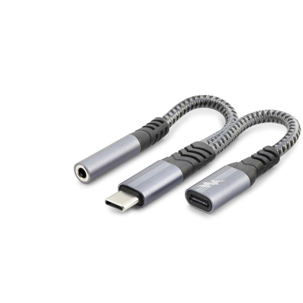 Type-C to 3.5 mm + Type-C Araç Şarj Ayırıcı Kablo - Siyah GJ-018