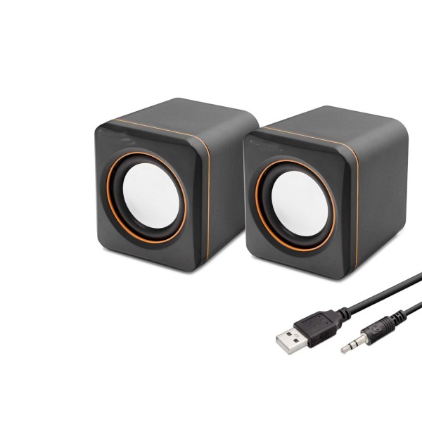 Masaüstü Hoparlör 1+1 USB + 3.5mm - Siyah HD6049