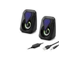 Masaüstü Hoparlör 1+1 USB + 3.5mm LED - Siyah HD6054