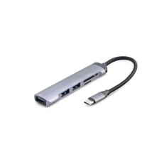 Type-c 3.0 Hub Kart Okuyucu 5 Port 5 Gbps Gri HDX7039