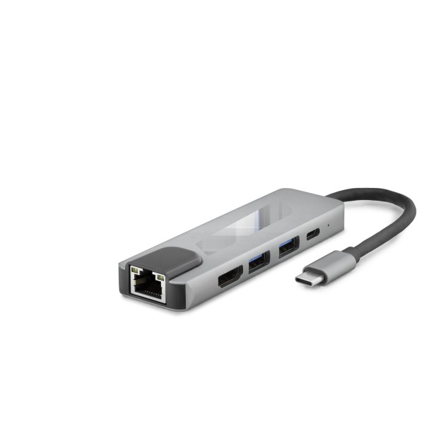 Type-C 3.0 Hub Pd Hdmı 4K 30Hz Lan 100M 5 Port 5 Gbps Gri HDX7831
