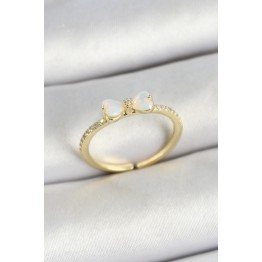 Pirinç Fiyonk Figürlü Zirkon Taşlı Gold Renk Ayarlanabilir Kadın Yüzük TJ-BYK3764