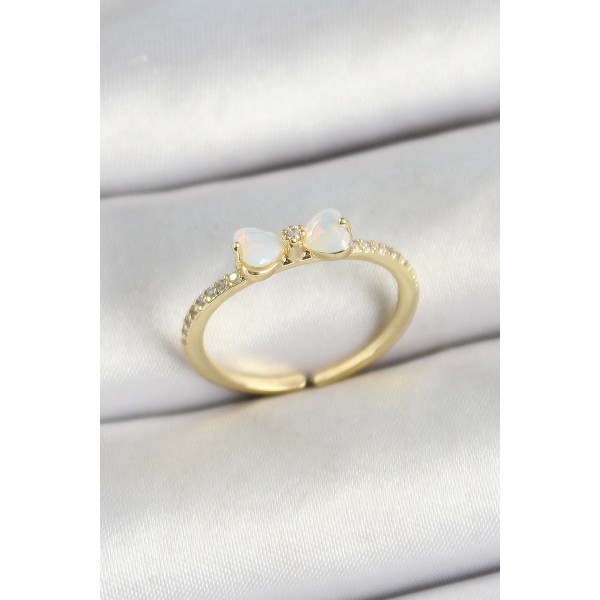 Pirinç Fiyonk Figürlü Zirkon Taşlı Gold Renk Ayarlanabilir Kadın Yüzük TJ-BYK3764