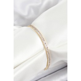 Pirinç Zirkon Taşlı İnce Su Yolu Model Gold Renk Kadın Bileklik TJ-BB7034