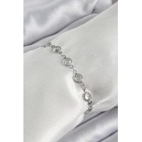 Pirinç Gümüş Renk Zirkon Taşlı Bileklik - TJ-BB7044