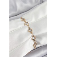 Pirinç Gold Renk Zirkon Taşlı Kadın Bileklik TJ-BB7050