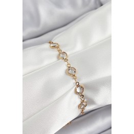 Pirinç Gold Renk Zirkon Taşlı Kadın Bileklik TJ-BB7050