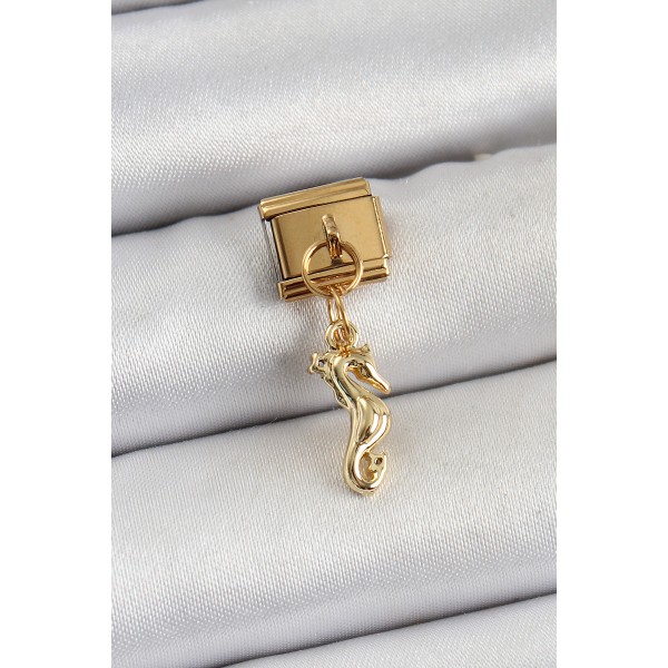 316L Çelik Sallantılı Deniz Atı Model Gold Renk Nomination Charm TJ-BC1396