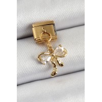316L Çelik Sallantılı Zirkon Taşlı Fiyonk Model Gold Renk Nomination Charm TJ-BC1400