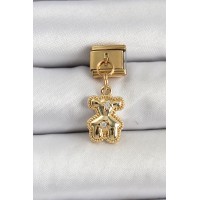 316L Çelik Sallantılı Zirkon Taşlı Ayıcık Model Gold Renk Nomination Charm TJ-BC1410